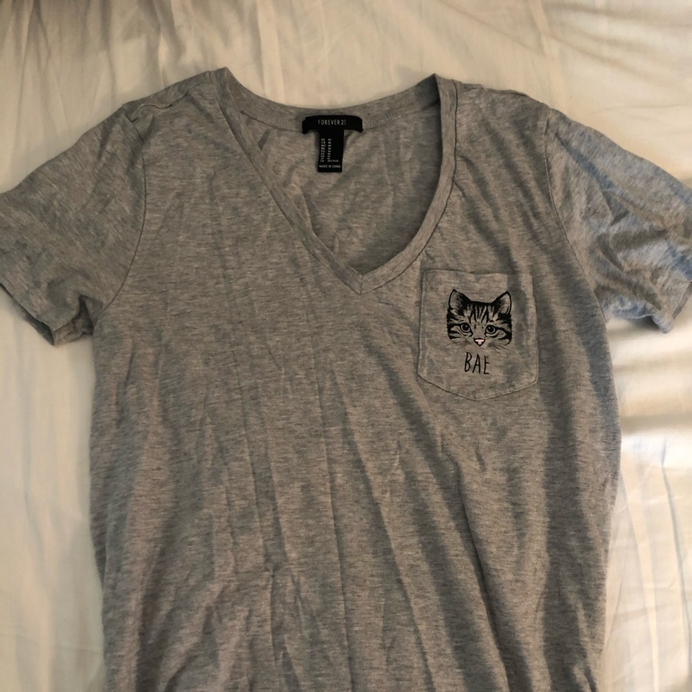 Grey Cat Pocket Tee